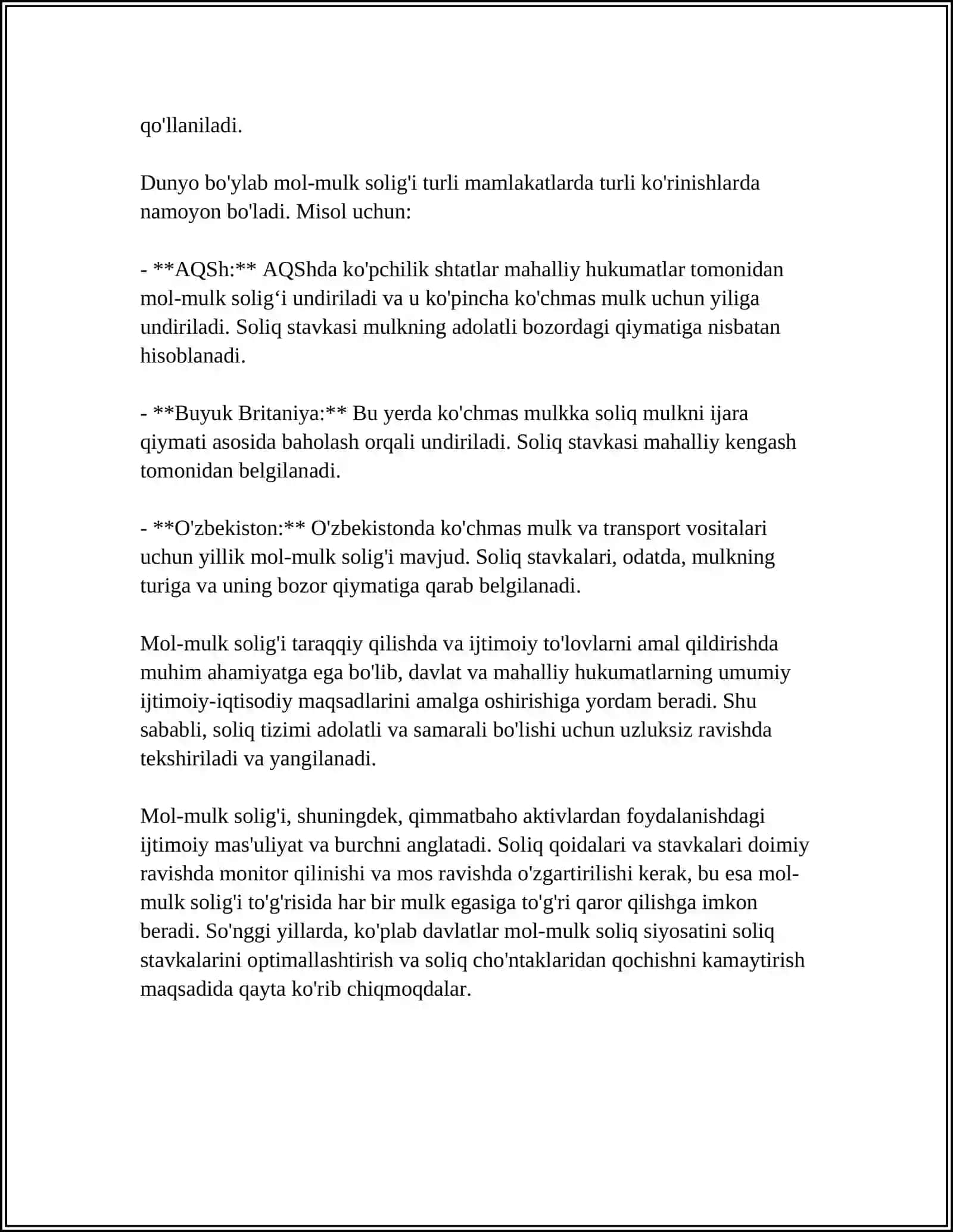 MOL MULK SOLIGʻI BOʻYICHA SOLIQ TUSHUMLARINI PRAGNOZLASHTIRISH METADOLOGIYASI 4