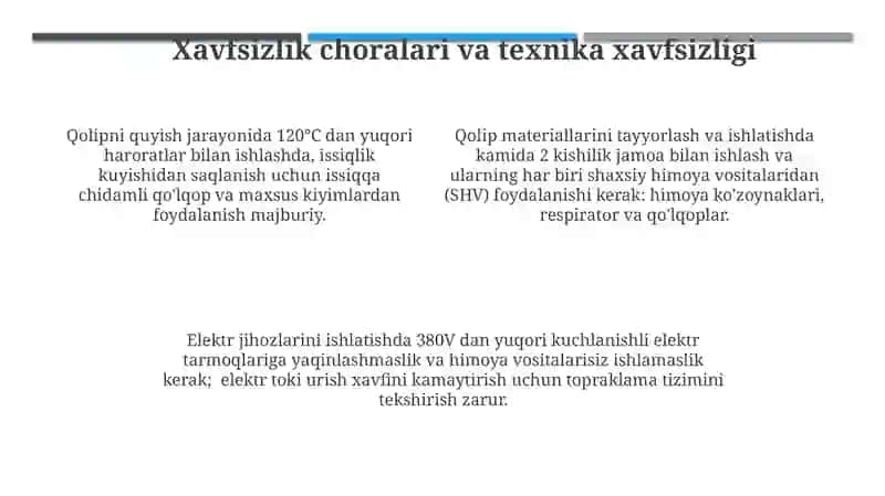 Kalıf Materiallarining Talablari, Tarkibi va Tayyorlanishi 4