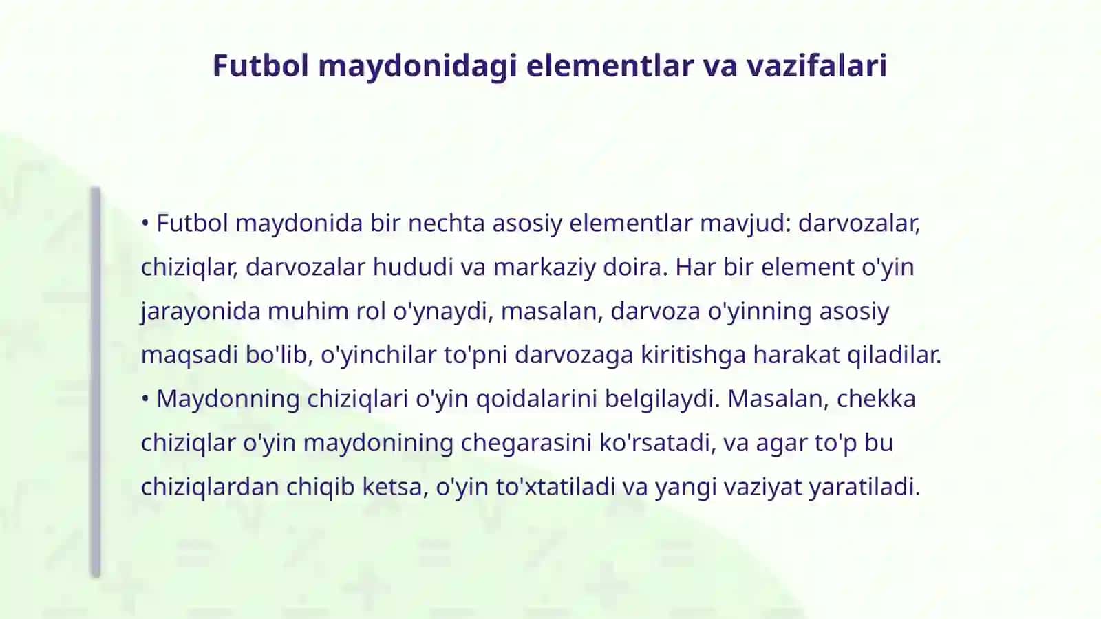 Fytbol maydoni elementlari, jihozlari va o'yin qoidalari 4