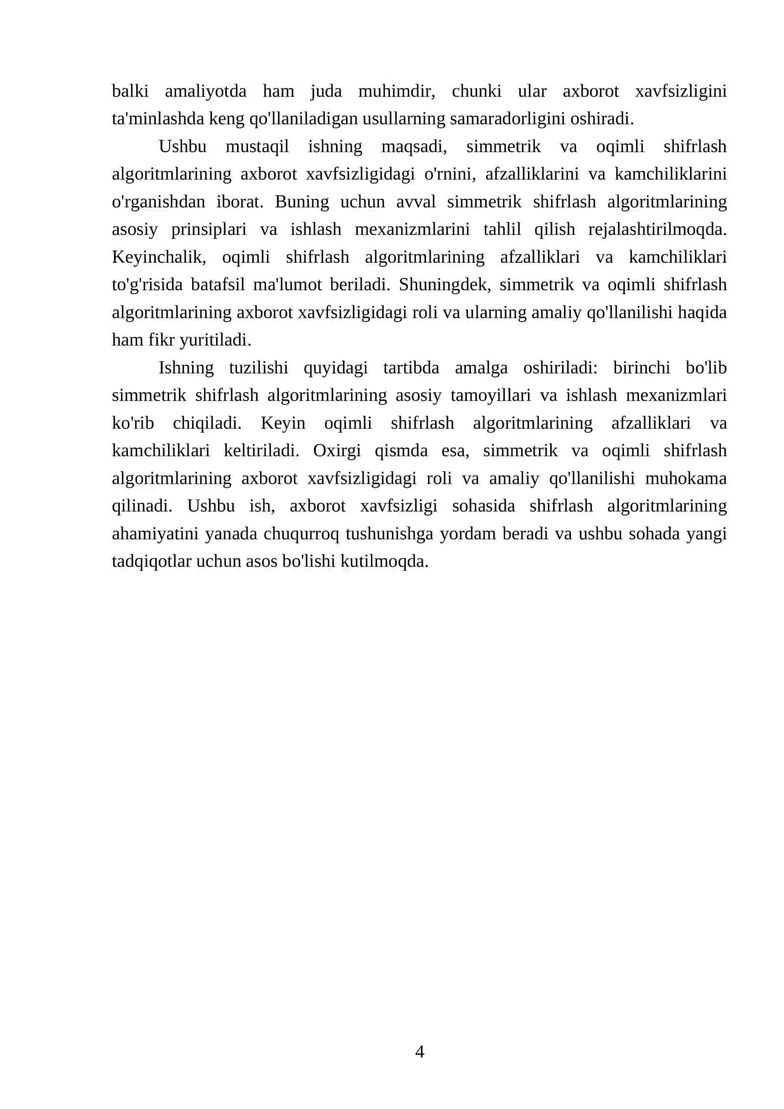 Axborot xavfsizligida simmetrik shifrlash algoritmlari 4