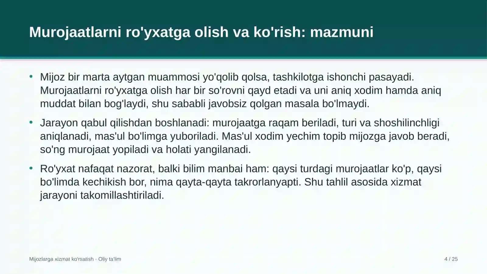 mebel salonlarida mijozlar murojaatlarini ro'yxatga olish va ko'rib chiqish 7298 4