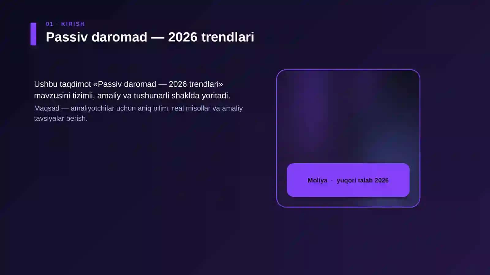 Passiv daromad — 2026 trendlari 4