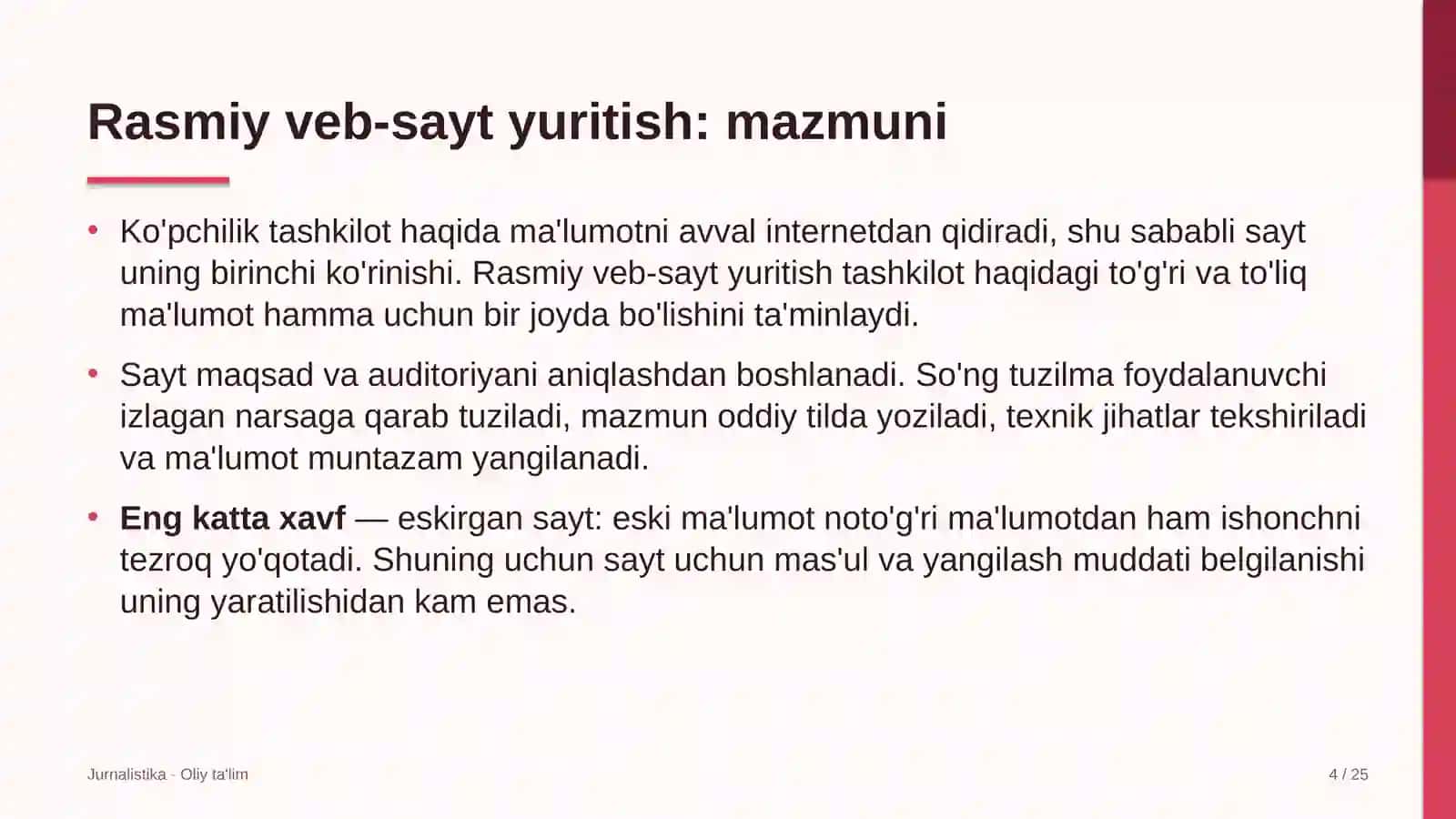 Videoprodakshn studiyalarida rasmiy veb-sayt yuritish 4