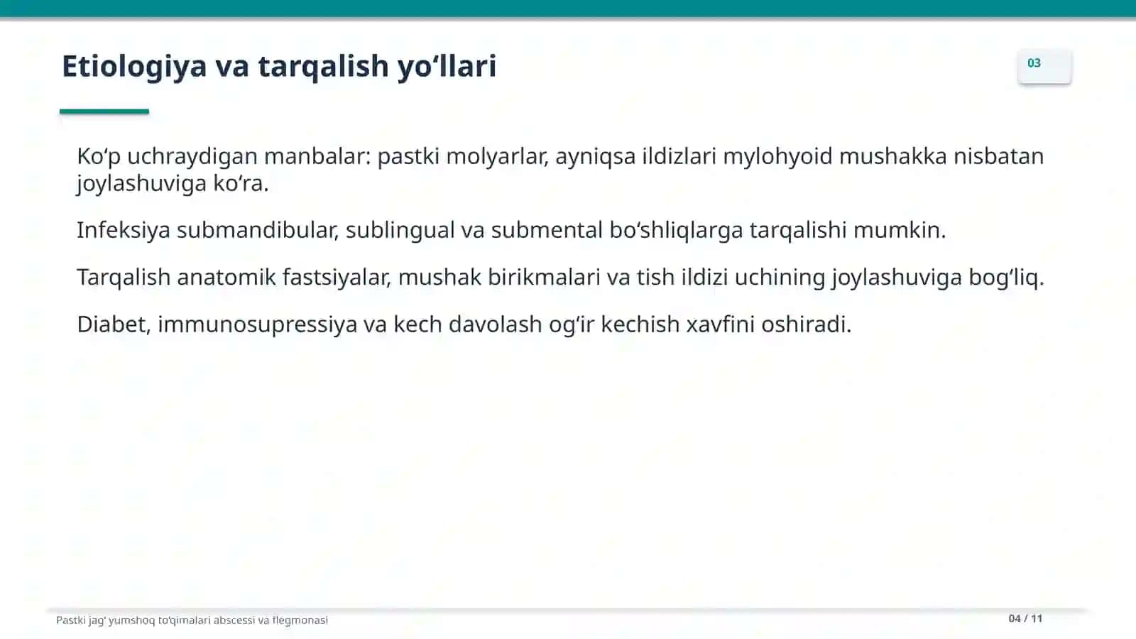 Pastki jagʻ yumshoq toqimasining absesi va flegmonalari 4