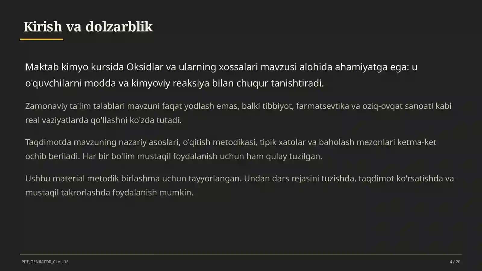 Oksidlar va ularning xossalari (8-sinf) 4