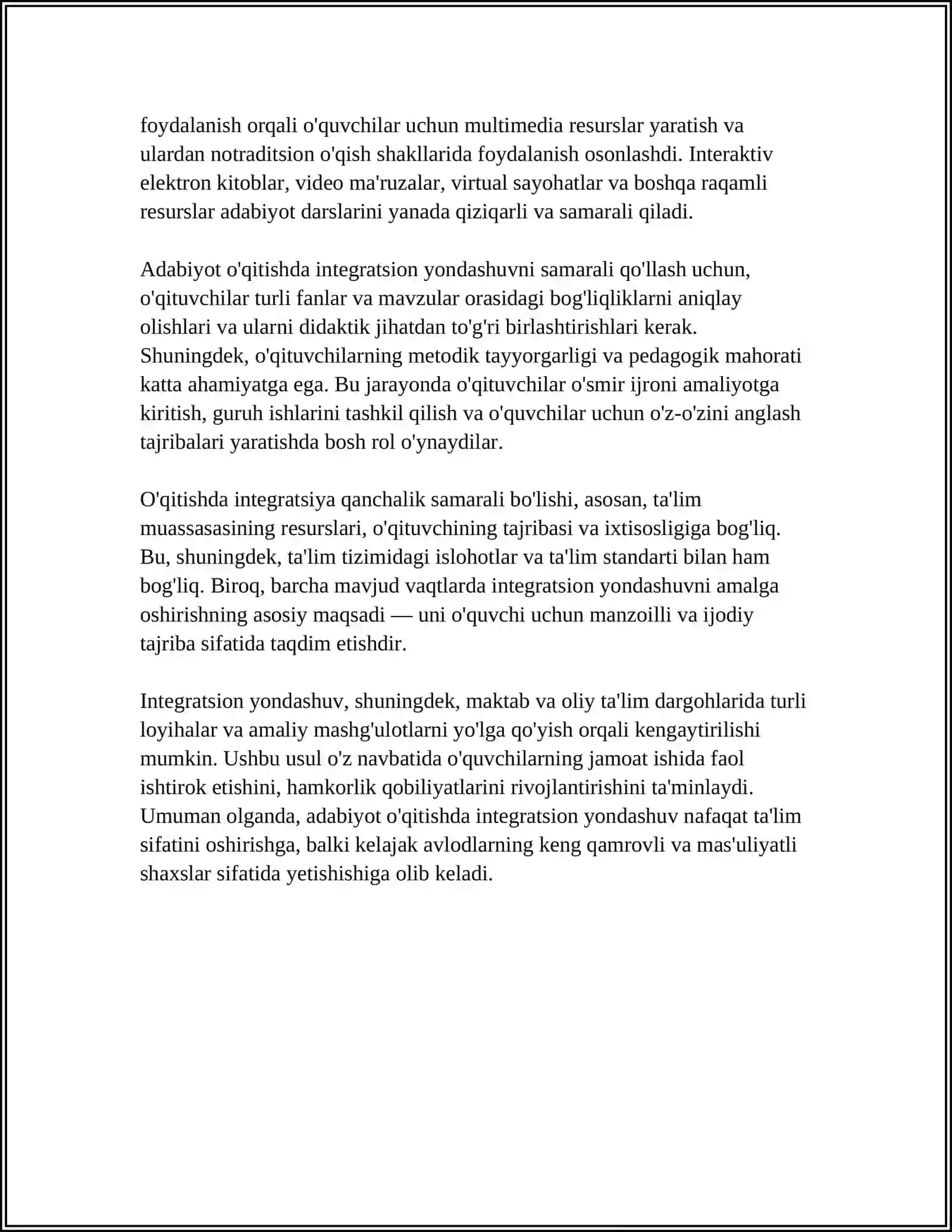 Adabiyot o'qitishda integratsion yondashuv 4