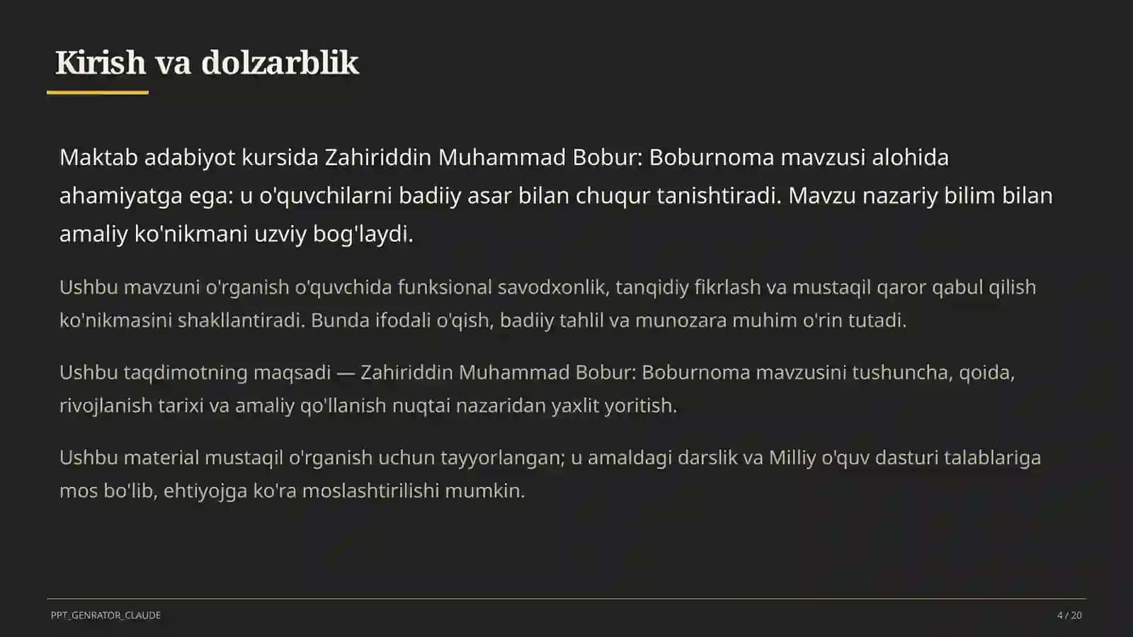 Zahiriddin Muhammad Bobur: Boburnoma (8-sinf) 4
