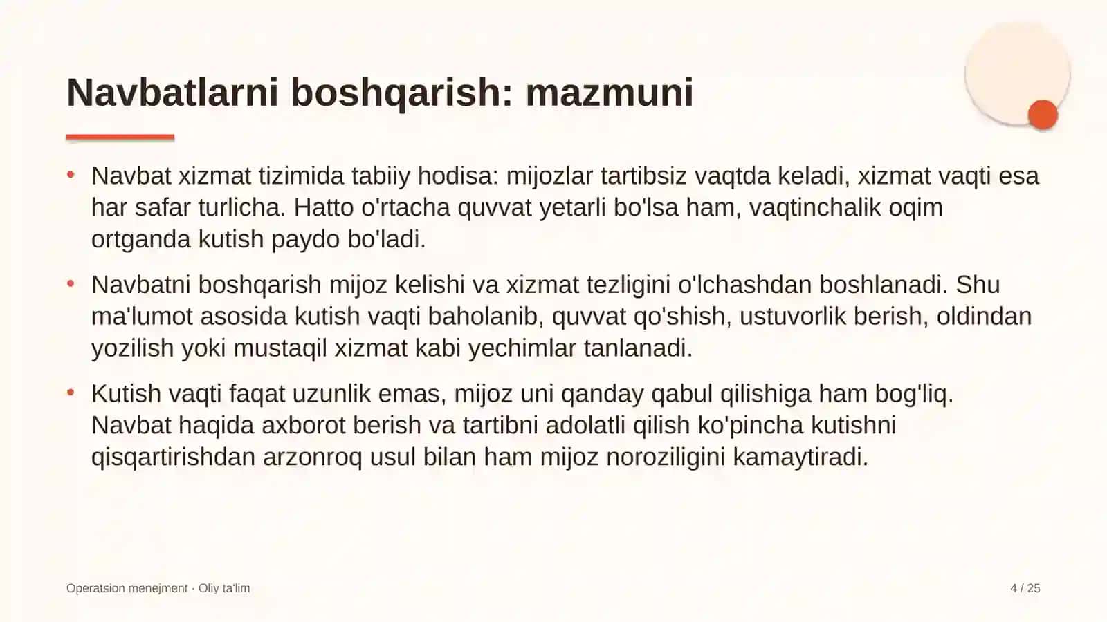 Qurilish tashkilotlarida navbatlarni boshqarish 4
