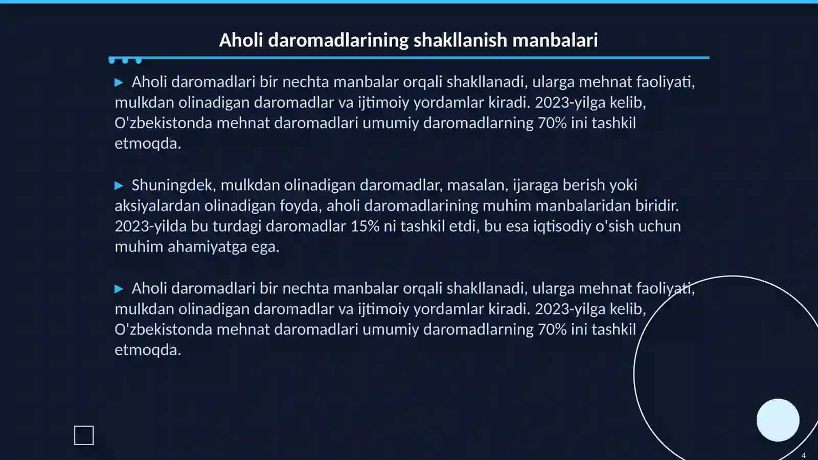 Aholi daromadlari mazmuni va shakllanish manbalari 4