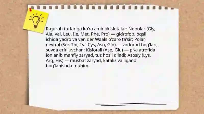 Aminokislotalar tuzilishi, xossalari va biologik vazifalari 4