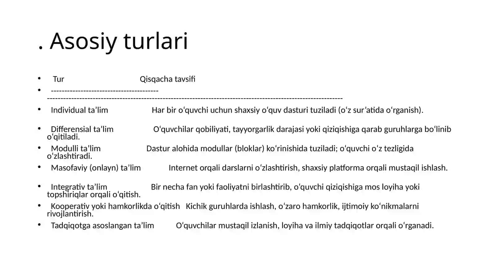 Shaxsga yo‘naltirilgan ta’lim turlari va texnologiyalari 4