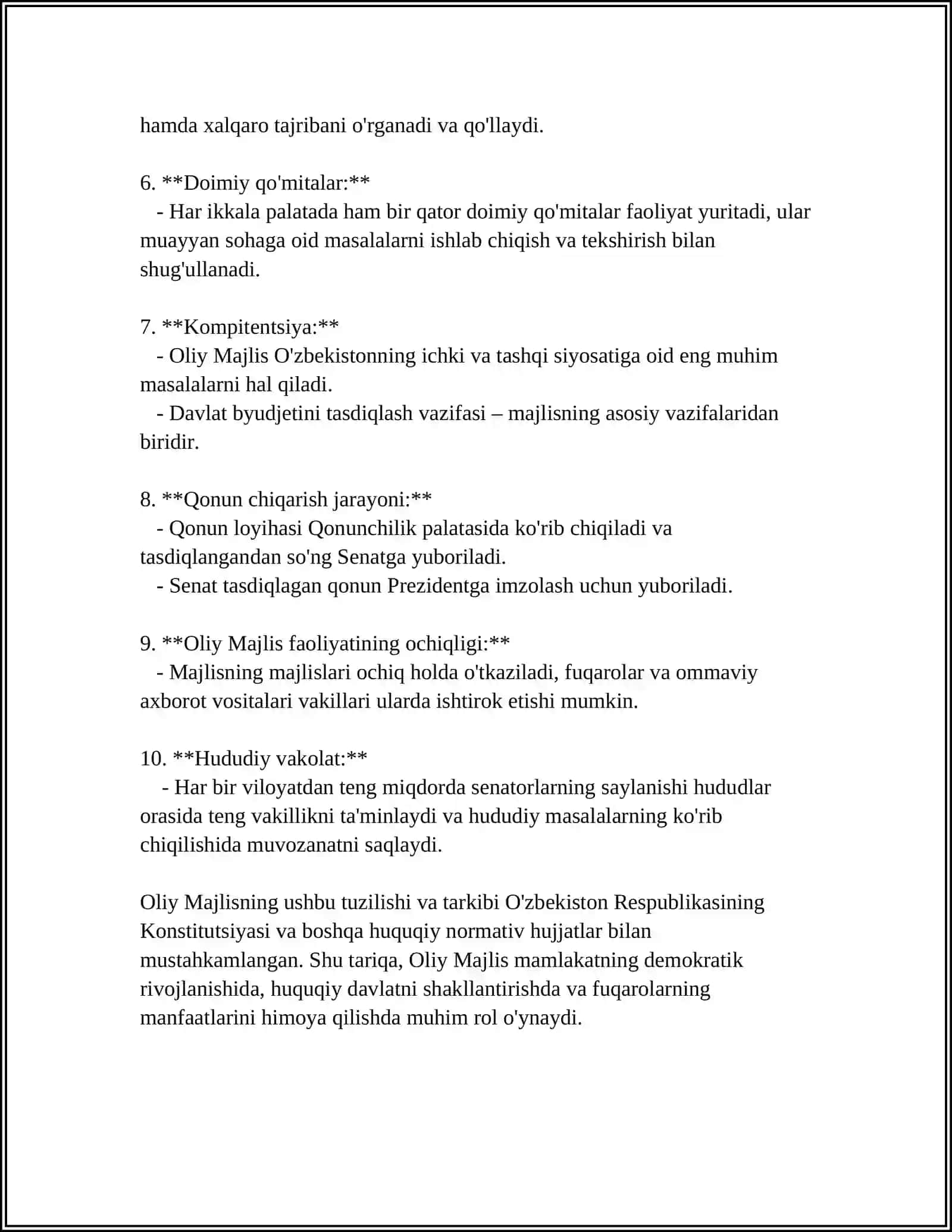 OʻZBEKISTON RESPUBLIKASI OLIY MAJLISI 4