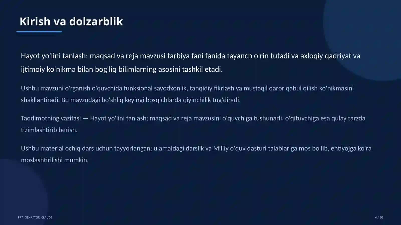 Hayot yo'lini tanlash: maqsad va reja (11-sinf) 4