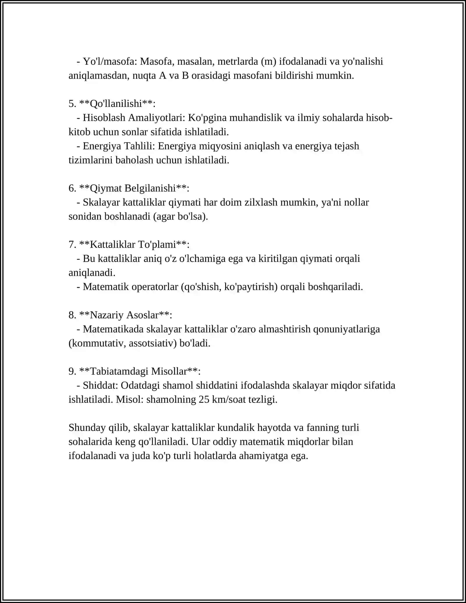 SKALYAR VA VEKTOR FIZIK KATTALIKLAR VA ULAR USTIDA AMALLAR 4