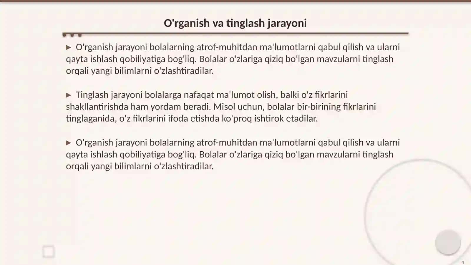Bolalarni tinglashga o'rgatish 4