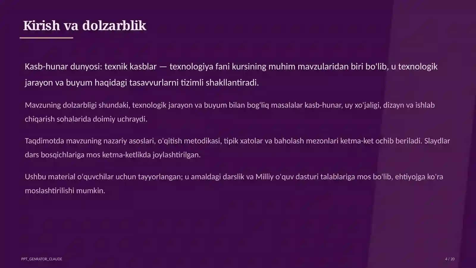 Kasb-hunar dunyosi: texnik kasblar (9-sinf) 4