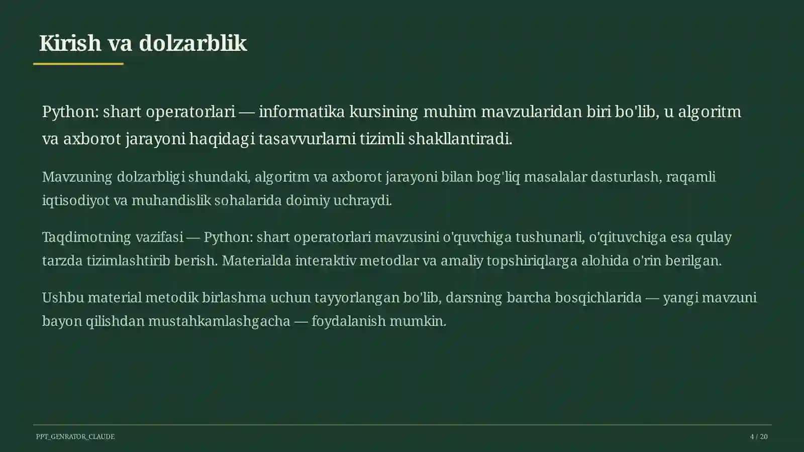 Python: shart operatorlari (8-sinf) 4