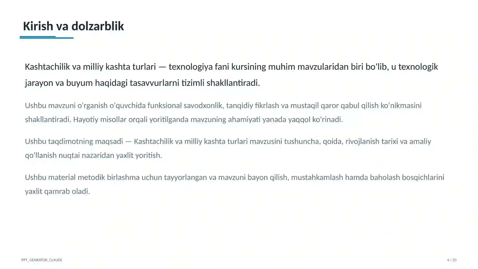Kashtachilik va milliy kashta turlari (5-sinf) 4