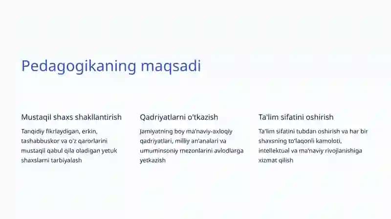 Pedagogika fanining predmeti, maqsadi va vazifalari 4