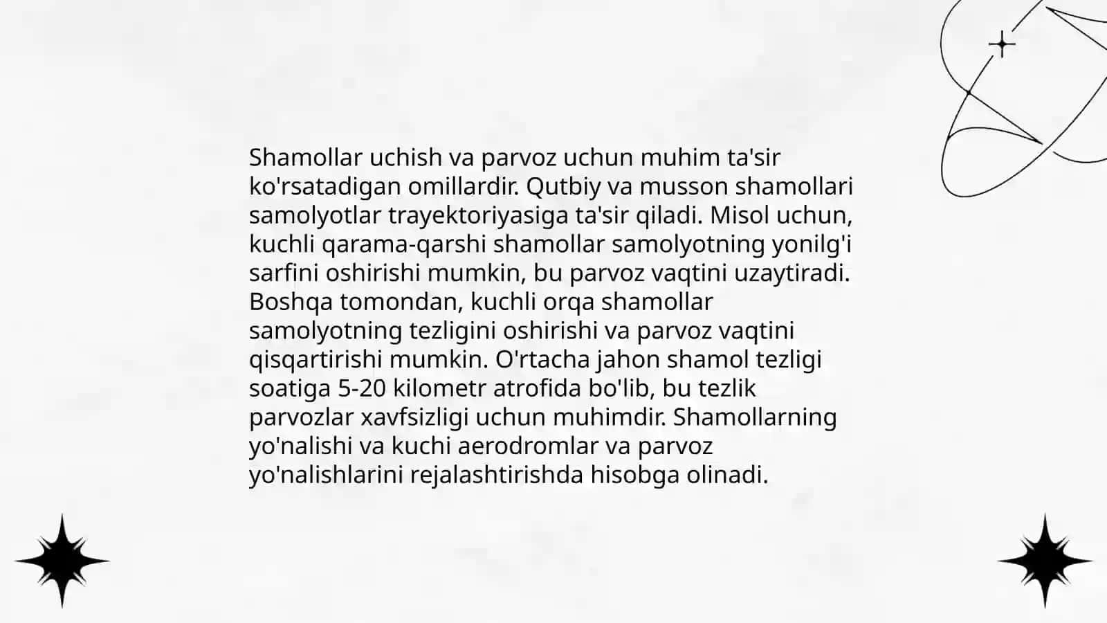 Shamol tezligi va yonalishining parvozning yo'l tezligi va yonalishiga tasiri 4
