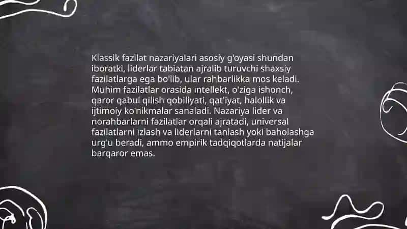 Liderlik fazilatlari nazariyalari 4