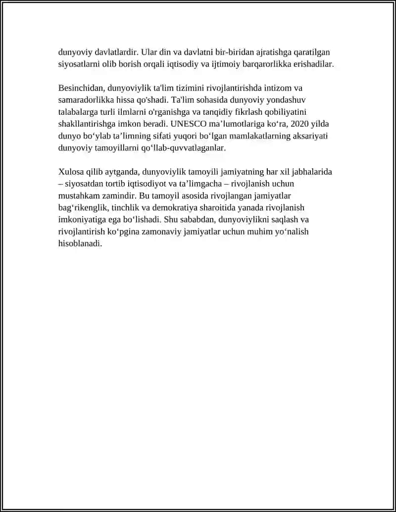 DUNYOVIYLIK VA DINIYLIK TAMOYILLARINI JAMIYAT RIVOJIDAGI O'RNI 4