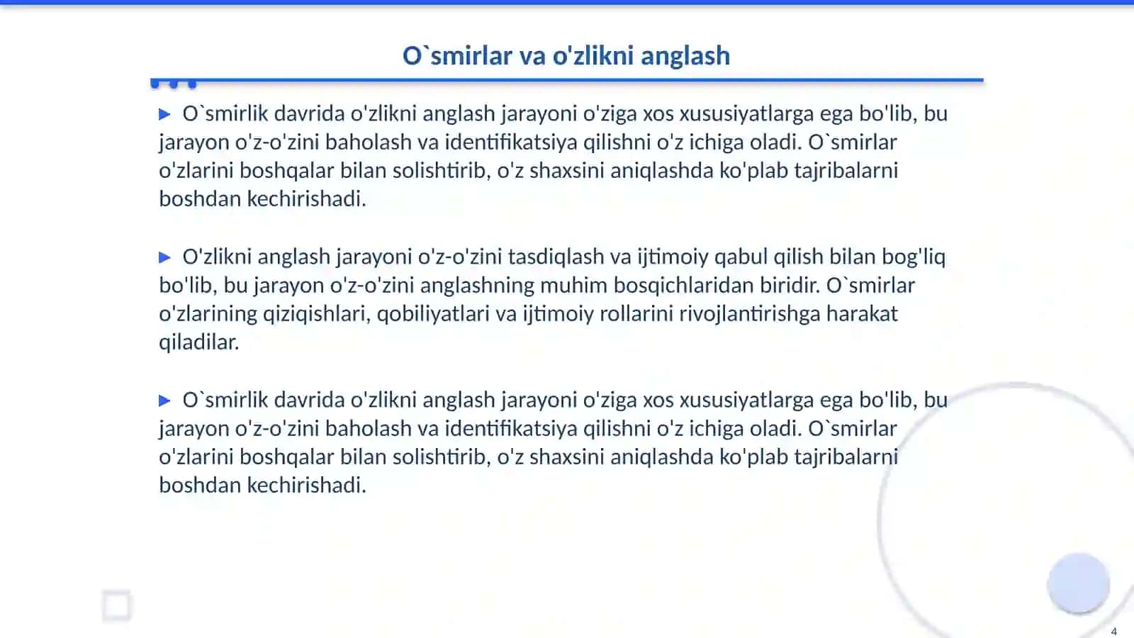 O`smirlik davrida psixikrivojlanish xususiyatlari 4
