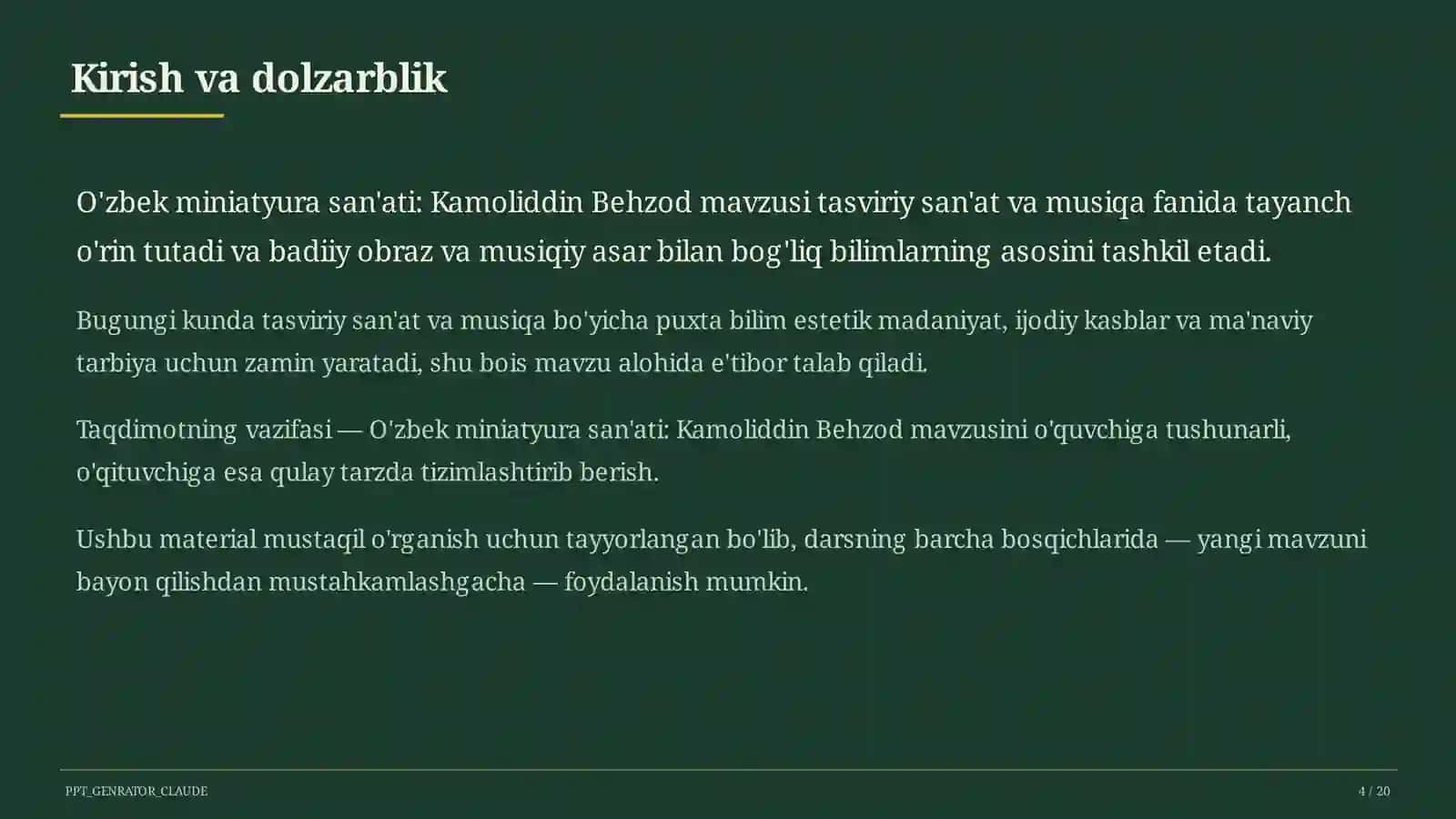 O'zbek miniatyura san'ati: Kamoliddin Behzod (5-sinf) 4