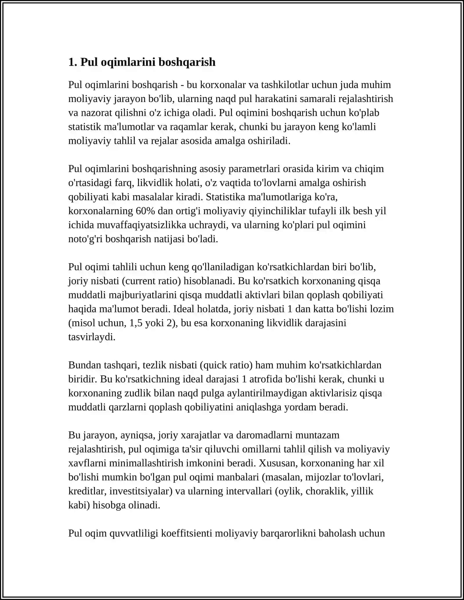 XOJALIK YURITUVCHI SUBEKTLARNING PUL OQIMLARI TAHLILI 4