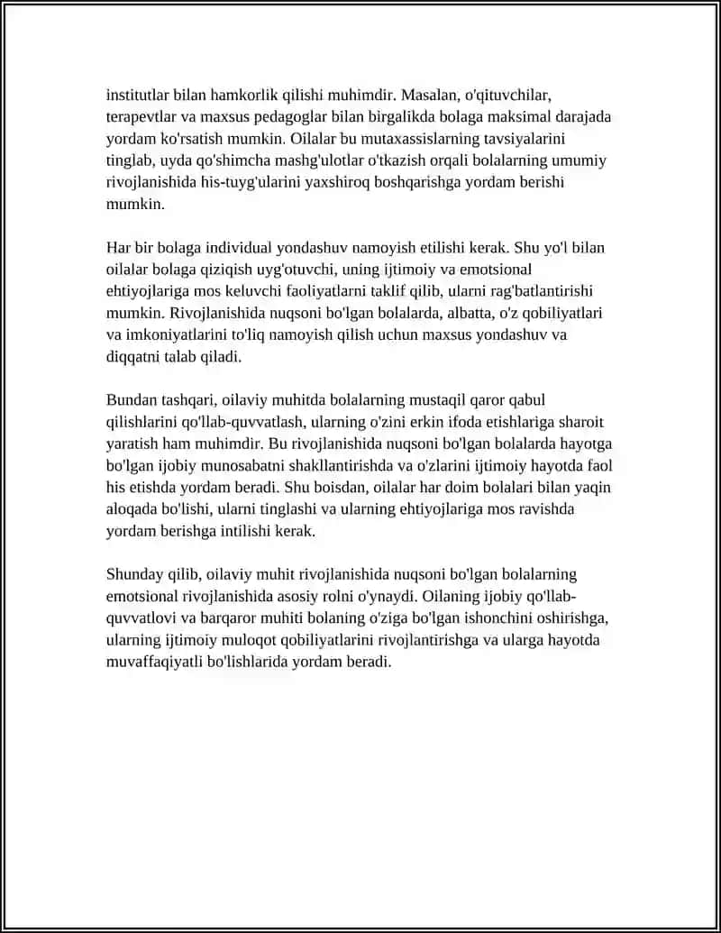 RIVOJLANISHIDA NUQSONI BÕLGAN BOLALAR BILAN ISHLASHDA OILANING ÕRNI 4