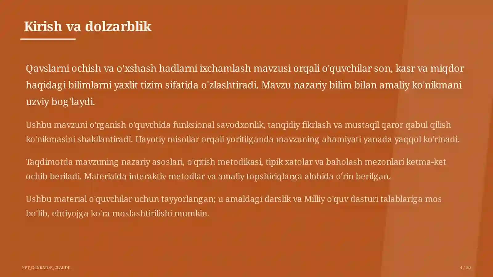 Qavslarni ochish va o'xshash hadlarni ixchamlash (6-sinf) 4