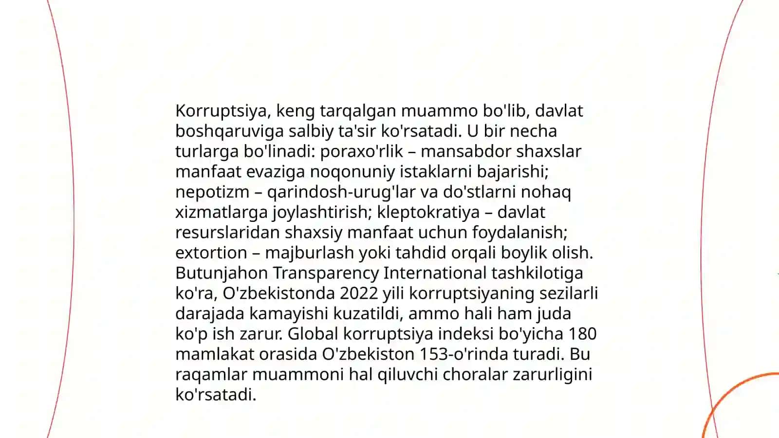 Korruptsiya: Korruptsiyaning taʼrifi, turlari va boshqaruv usullari 4