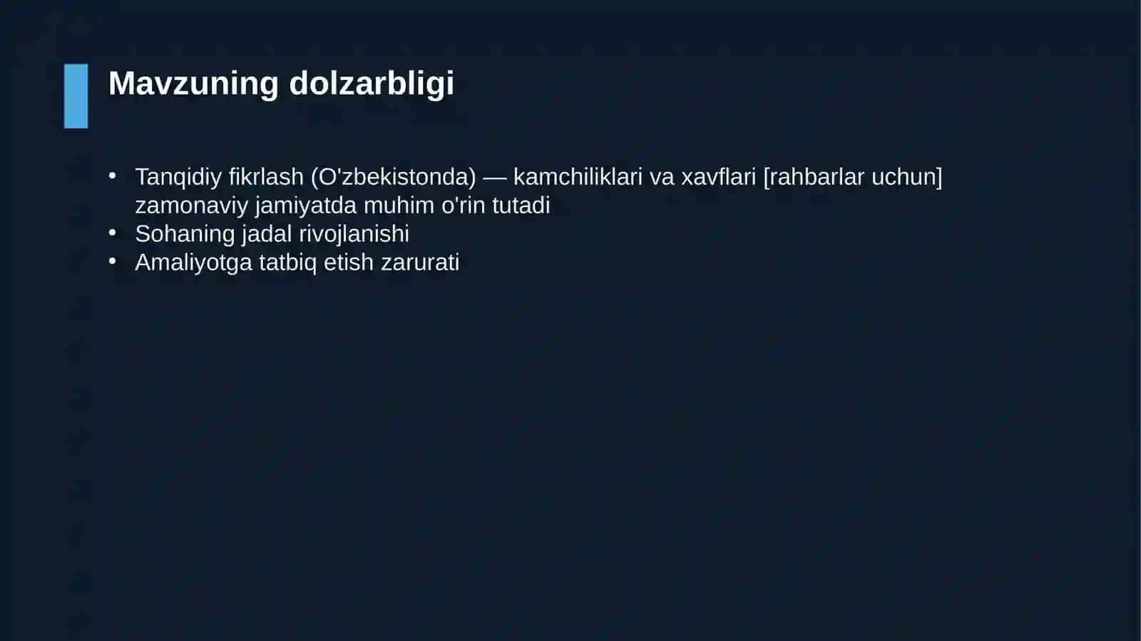 Tanqidiy fikrlash (O'zbekistonda) — kamchiliklari va xavflari [rahbarlar uchun] 4