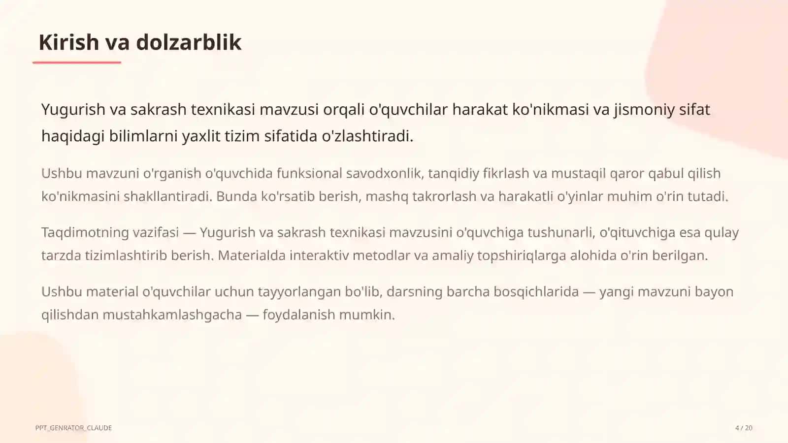 Yugurish va sakrash texnikasi (2-sinf) 4