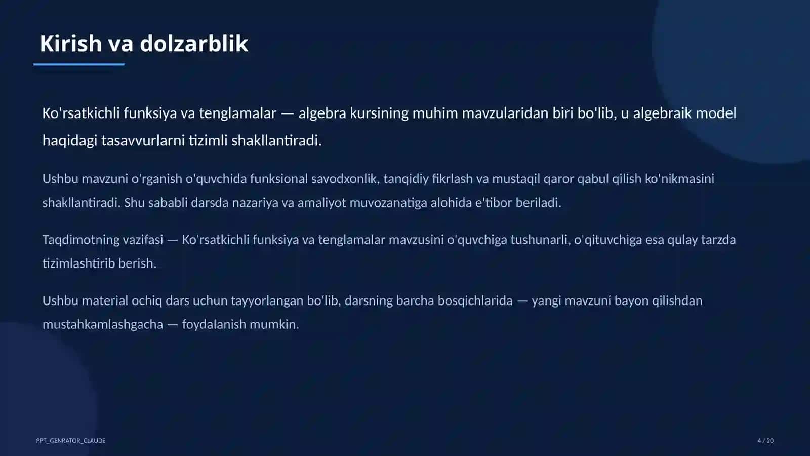 Ko'rsatkichli funksiya va tenglamalar (10-sinf) 4