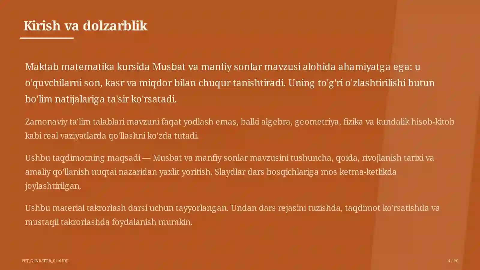 Musbat va manfiy sonlar (6-sinf) 4
