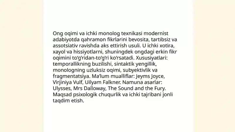 Jahon Modernizm adabiyoti 4