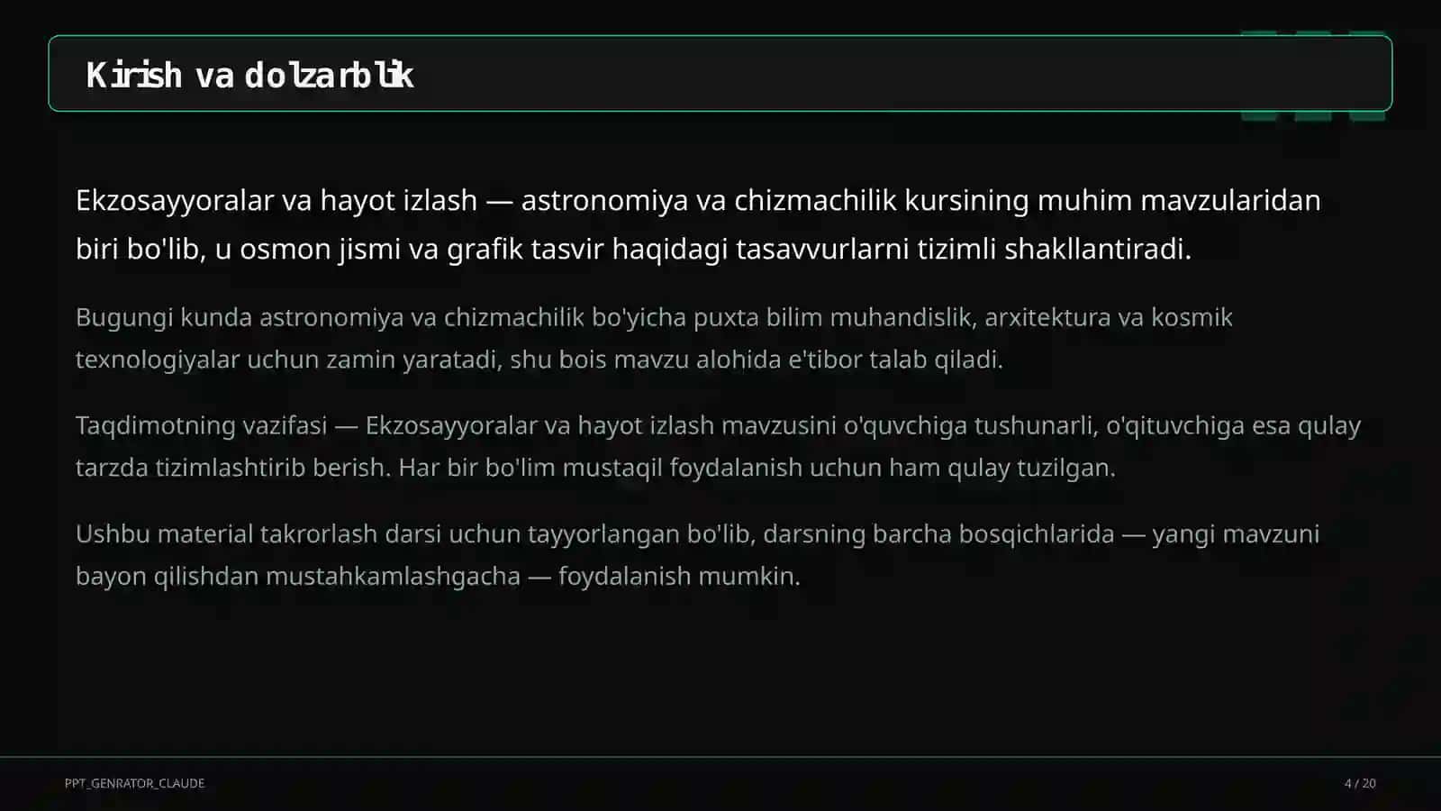 Ekzosayyoralar va hayot izlash (11-sinf) 4