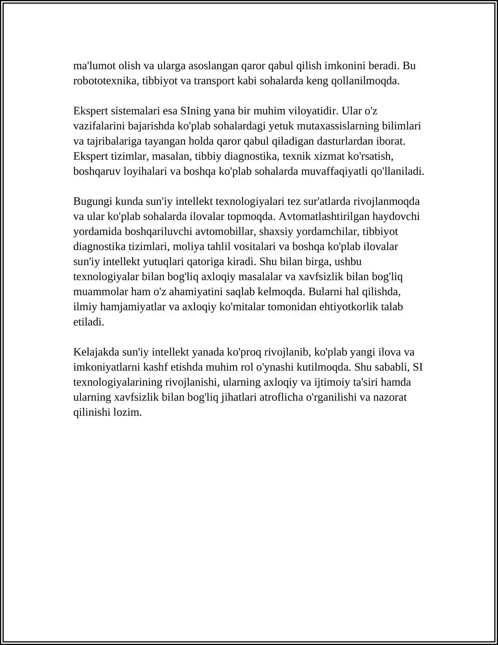 INTELEKTUAL TIZIMLAR VA TEXNOLOGIYALAR MAVZUSI HAQIDA REFERAT TAYYORLASH 4
