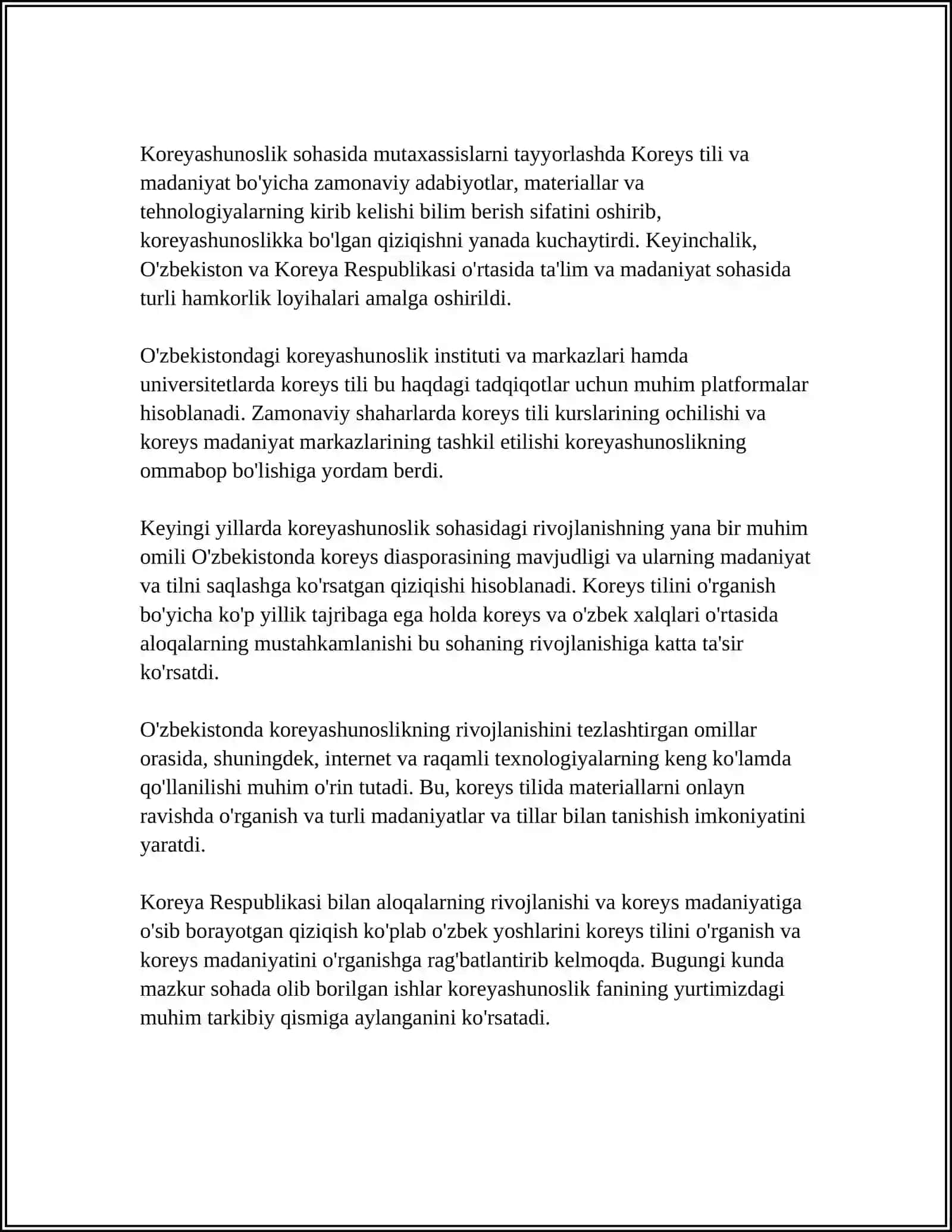 O'ZBEKISTONDA KOREYASHUNOSLIKNING PAYDO BO'LISHI VA RIVOJLANISHI 4