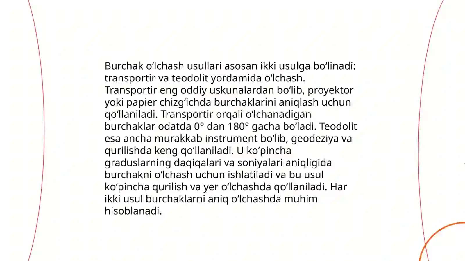 Nivilerlash va burchak oʻlchash 4