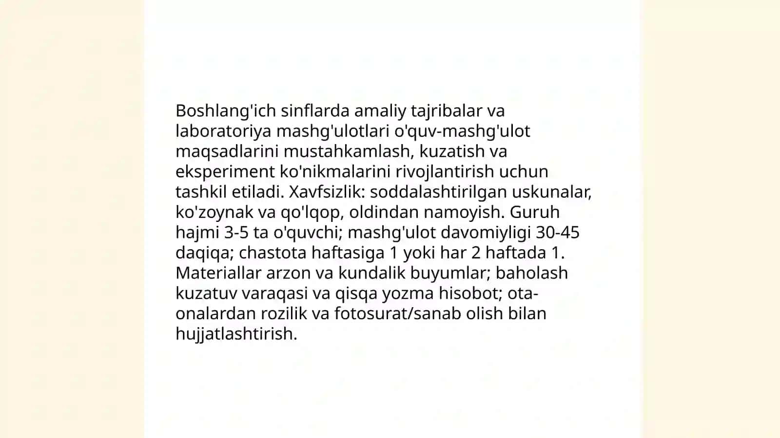 Boshlang'ich sinfda tabiy fanlarda sinfdan tashqari ishlar tashkil etish 4