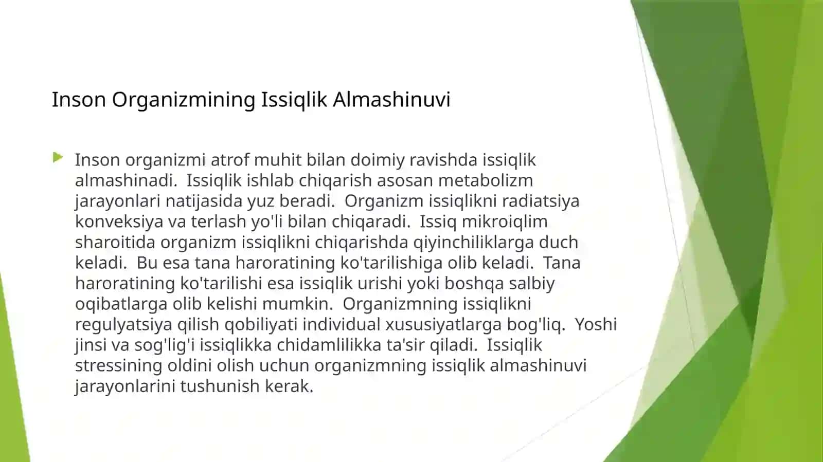 Isituvchi mikroiqlim sharoitlari natijasida issiqlikni boshqarish 4