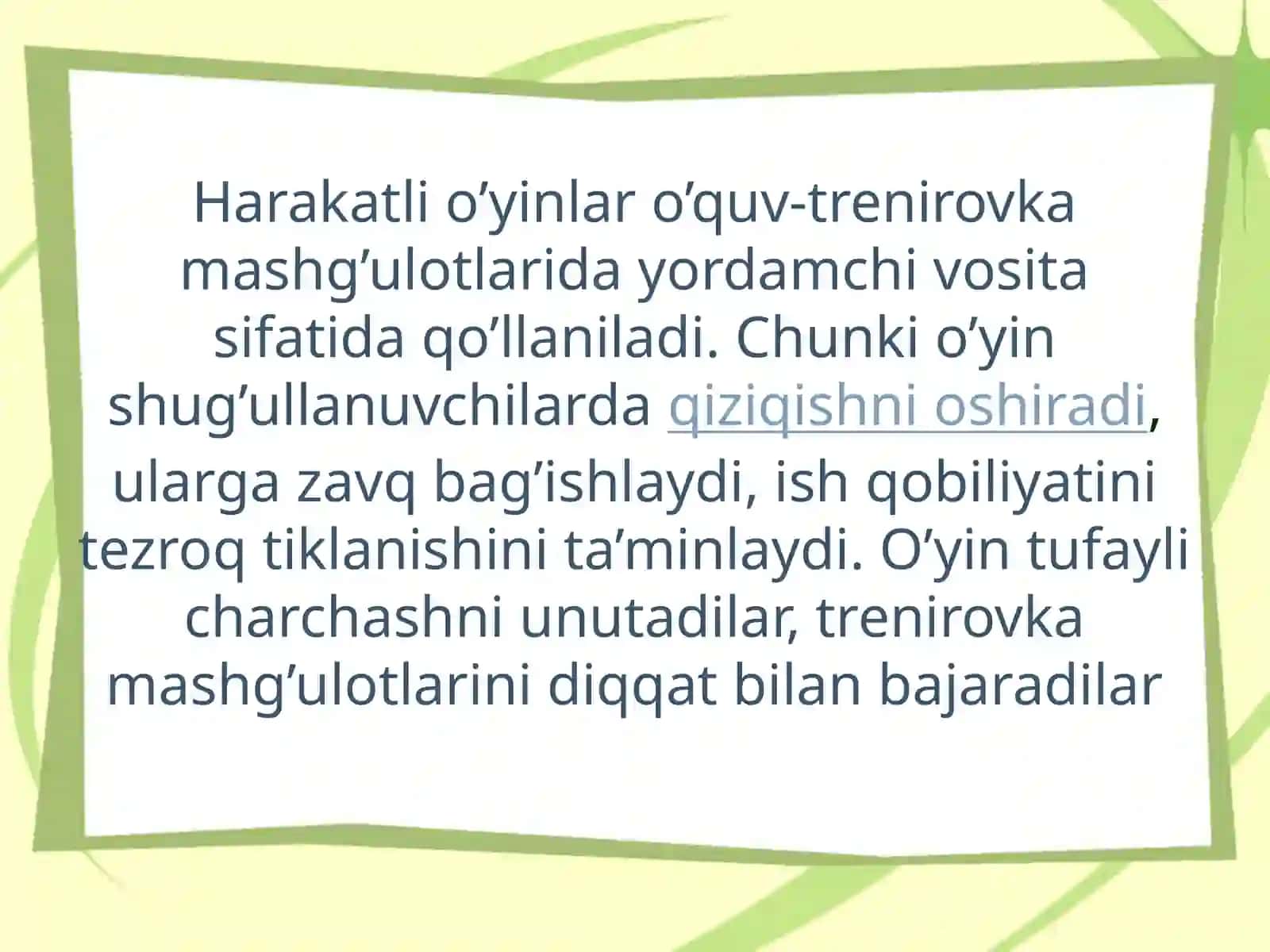 Kichik,o'rta va kichik yoshdagi bolalarga beriladigan harakatlar o'yinlarni o'rgatish 4