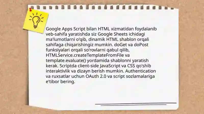 Google Sheetsda veb sahifalar yaratish 4