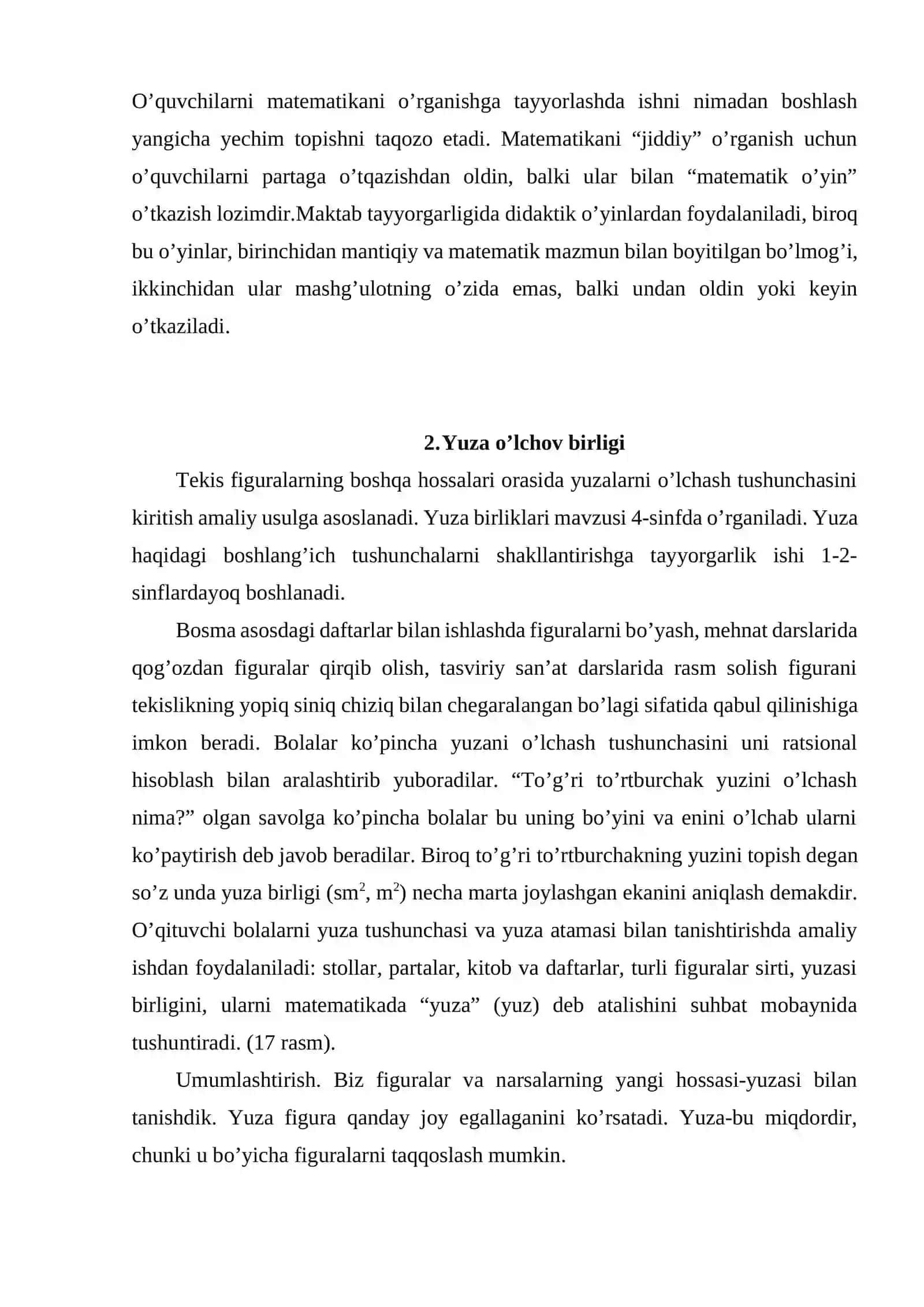 Boshlang’ich sinflarda perimetr va yuza (sig’im, hajm) tushunchalarini o’zgartirish metodikasi 4