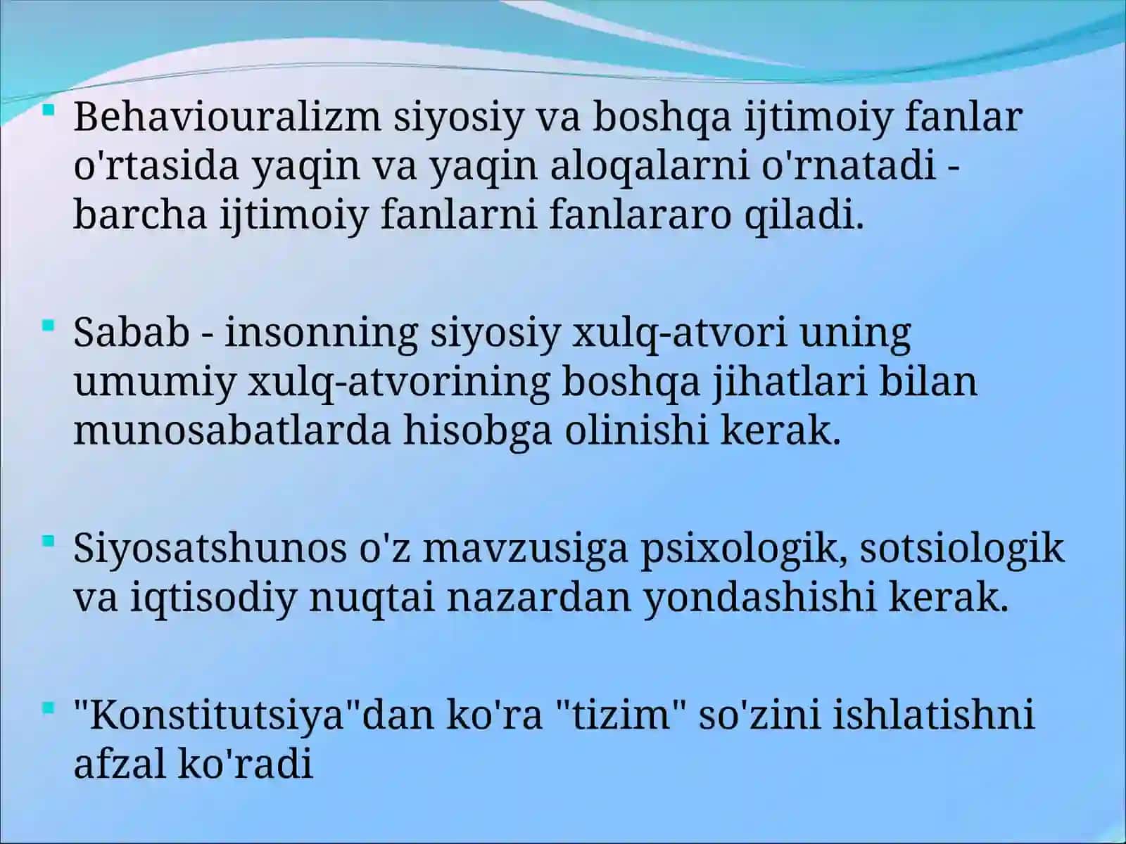 Bihevaralizm va Post behavaralizm 4