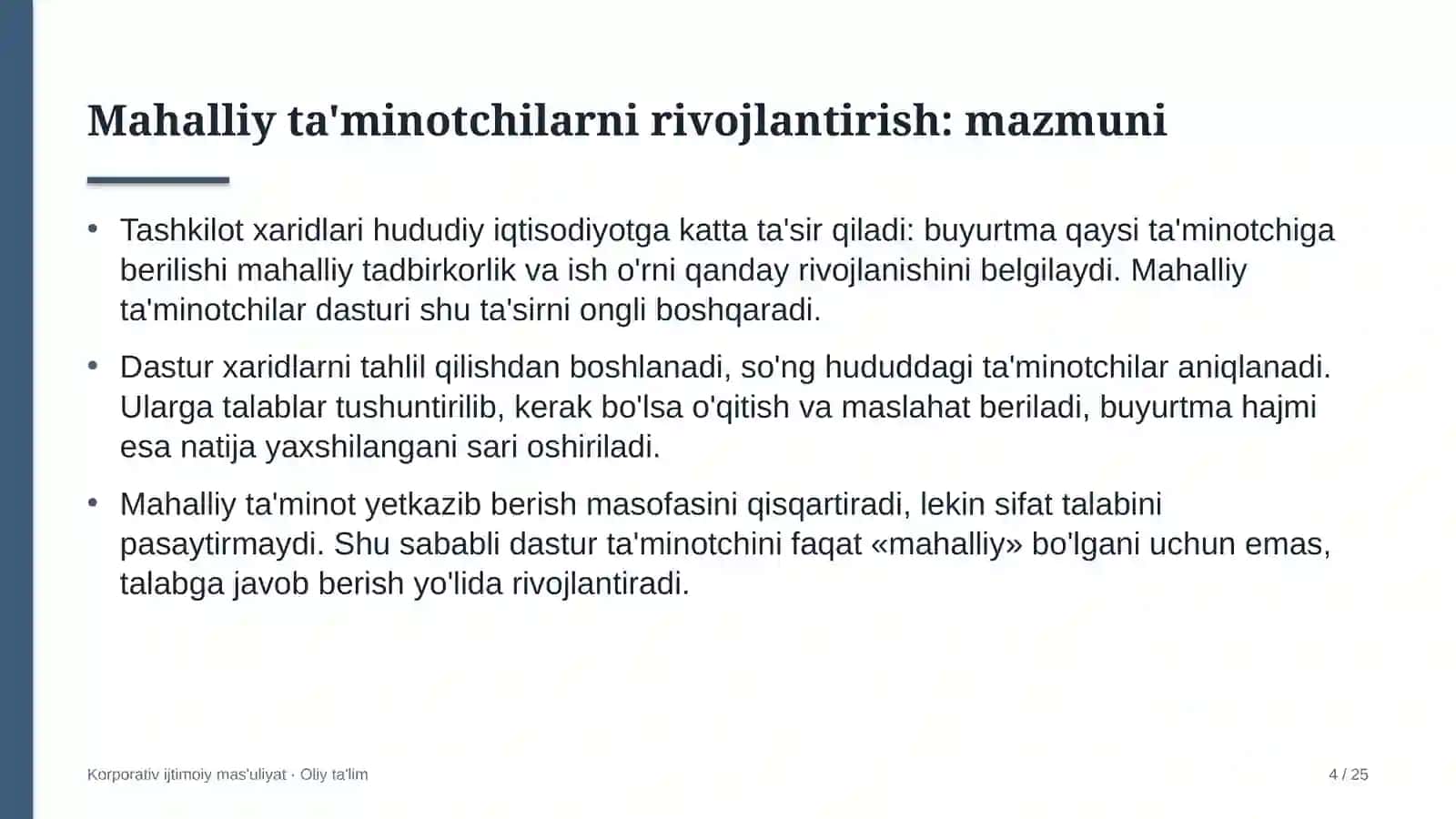 Fitnes klublarida mahalliy ta'minotchilarni rivojlantirish dasturi 4