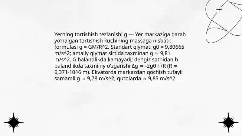 Yerning tortishish mayonida jismlarning harakati 4