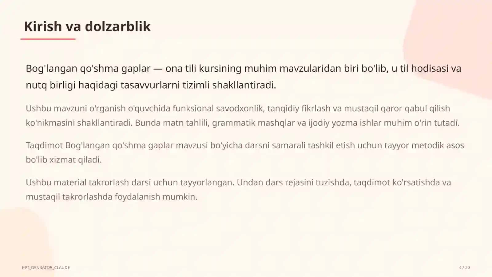 Bog'langan qo'shma gaplar (9-sinf) 4